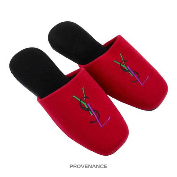 🔴 Yves Saint Laurent YSL Logo Slipper - Red Velour - Picture 2 of 6